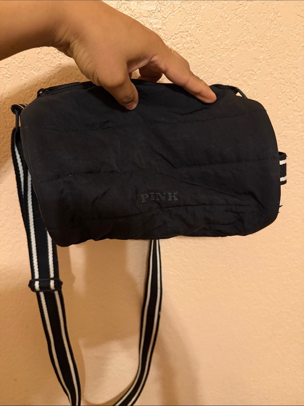 PINK Victoria's Secret Black Quilted Crossbody Bag